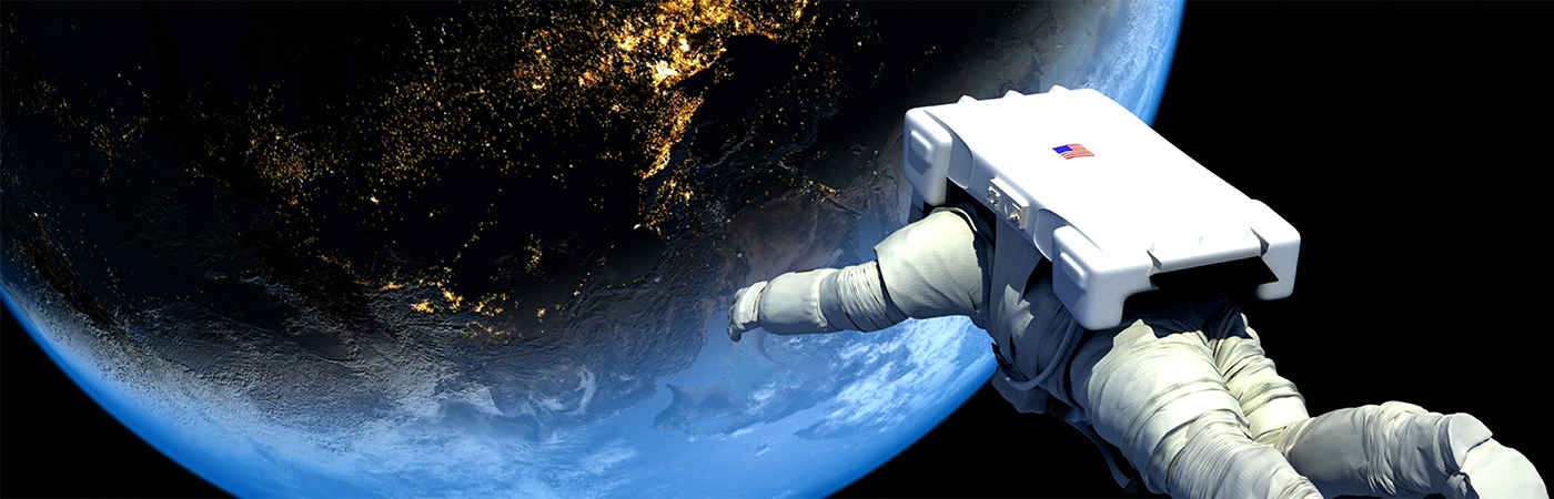 Astronaut floating above the earth